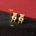 Golden stainless steel pug dog heart stud earrings sized 12mm by 7mm on black background - Cute Dog with Heart (785) / Gold