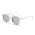 Retro full-rim double-bridge round sunglasses with white frames and light grey lenses - White Frame Grey Lens Sunglasses