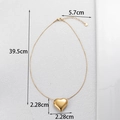 Golden heart necklace dimensions: 39.5cm length with a 2.28cm 3D heart pendant charm - Gold Heart Pendant Necklace (NK-55)