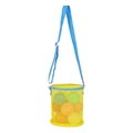 Yellow cylindrical mesh toy beach bag with adjustable blue strap for kids - Yellow Mesh Bucket Blue Strap / 15*17cm