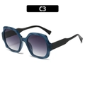 Occhiali da sole boho quadrati con montatura blu scuro e lenti sfumate alla moda - Blu nero