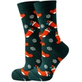 Festliche dunkelgrüne Baumwollmischsocken mit Weihnachtsstrümpfen und Schneeflocken - 37-44 / Weihnachtssocke & Süßigkeiten