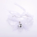 White lace choker with a silver metal bell and adjustable ribbon tie for cat girl outfit - Lace Bell Choker / White