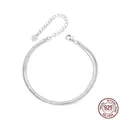 Bracciale a tre strati in argento sterling s925 con catena a sfere e ciondolo cuore - Bracciale Minimalista a Tre Strati (BSB164) / Argento 925