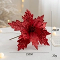 Fleur de Noël artificielle rouge de 25cm avec paillettes pour décoration de sapin festive - Rouge
