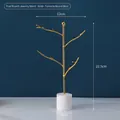 Golden tree-shaped jewelry stand with a white terrazzo base, 22.5cm height display - Tree Shape Gold