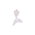 Detail of a sparkling white resin mermaid tail charm with a metallic top ring - Transparent White with Iridescent Effect (Color 15)
