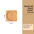 Square solid wood coaster with inner circle design in natural finish 9x9x1cm - Square Outer Round Inner Coaster (No Logo)