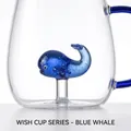 Blue whale figurine inside creative borosilicate glass mug with matching blue handle - Blue Whale (Thickened with Handle)