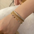 Bohemian 3er-Set Armbänder mit Regenbogen-Quastenperlen und geflochtenen Bändern - 3# Weißer Stil / Weiß