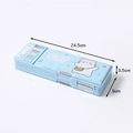 Blue high-capacity cartoon cat pencil case with buttons and built-in calendar feature - Blue Cat