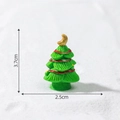 Miniature resin Christmas tree figurine with golden moon top and red ribbon, 3.7cm height - Style 5 Large Light Green