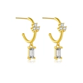 Orecchini S925 in argento dorato con zircone rettangolare e piccoli accenti di diamante - Argento 925 / Oro 18K-Zircone Bianco