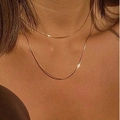Collar de cadena de serpiente dorada minimalista con un elegante efecto de capas - Espesor 0.9MM / Sencillo 40cm / Dorado