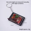 Miniature grilled seafood model keychain in black tray for dollhouse decor - Squid BBQ Tray - With Keyring