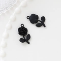 Elegant black rose alloy charm with matte finish for DIY necklace and bracelet jewelry - 27# Black Rose