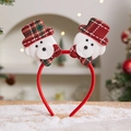 Christmas headband with plush bears in tartan hats on a snowy winter background - Christmas Headband (Double Bear)
