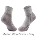 Thick grey Merino wool hiking socks with reinforced arch and ribbed cuff - X65 Grey