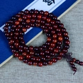 Deep reddish brown multi-wrap rosewood beaded bracelet with purple Chinese knot detail - Original Color 10mm*108 Beads