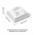 White jewelry display stand with adjustable circular holder for bracelets and bangles - Slanted Square Bracelet Stand (White & Silver)