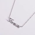 Elegante collana con ciondolo Forever argento e diamanti micro-incastonati su catena - Color Acciaio