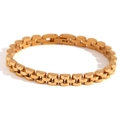 Bracciale in acciaio inossidabile placcato oro 18 carati con maglie dal design sobrio - 6mm Larghezza x 18cm Lunghezza / Oro
