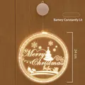 24cm circular suction cup LED hanging light with warm white Merry Christmas pattern - 24cm Merry Christmas / Battery Included