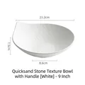 White quicksand stone textured ceramic salad bowl in leaf shape, 23.2cm 9-inch size - 9 inch / White