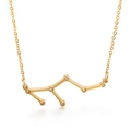 Golden stainless steel zodiac necklace with a Virgo pendant and clear sparkling gemstones - Leo