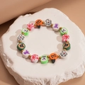 Detail von Halloween Armband aus Polymer-Ton mit Kürbis-, Geist- und Totenkopfmustern - Kürbis Geist Augapfel Stil (Stil 1)