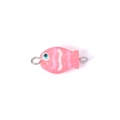 Pink handmade glass fish pendant bead with white waves and blue eyes for jewelry DIY - Coral (Double Hole 12#)
