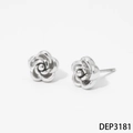 Boucles d'oreilles clous roses élégantes en argent fabriquées en acier inoxydable - Boucles d'Oreilles Clous Argentées (DEP3181)