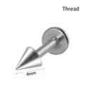 Internal thread G23 titanium labret stud with 4mm spike detail for ear piercing - Cone