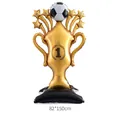 Golden football trophy foil balloon with number 1 for sports themed birthday party - Extra Large Standing Soccer Trophy