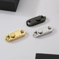 Detailweergave van Miami Cuban schakelketting sluitingen in zwart, zilver en goud - Mechanische Stijl B (Staal 11mm)