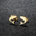 Minimalist shark stud earrings in gold finish with a polished mirror surface - Dolphin / Gold