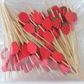 Bamboo fruit picks with red strawberry toppers for cocktails and snacks, 100 count pack - 12cm/100 Packs / Red Strawberry