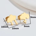Asymmetric 18K gold cloud stud earrings with tiny rain drops and lightning bolt charm - 532 Cloud Lightning Rain - Gold