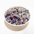 Natural mixed crystal stone chips in a white ceramic bowl for DIY jewelry decor - Fluorite