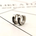 Polished silver titanium steel hoop earrings with square black cubic zirconia inlay - Gold Square Zircon / Silver + Black Rhinestone
