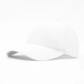 White quick-dry sports baseball cap featuring breathable laser-cut side mesh panels - White