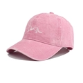 Detailed embroidery of a dachshund silhouette and love text on pink washed cotton cap - One Size / Pink