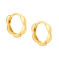 Elegant gold S925 sterling silver hoop earrings with a wavy plum blossom flower design - Gold Petal Huggie