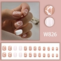 Square white seagull press-on nail kit with 24 pieces of glossy nude pink false nails - White Seagull Square Style (W826)