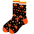 Detailed knit pattern of Thanksgiving turkey and maple leaf socks with orange accents - EU 37-44 / Black Striped Turkey