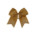 Golden oversized grosgrain bow hair tie with sparkling silver rhinestone patterns - Light Coffee