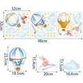 Watercolor hot air balloon and animals nursery wall stickers in 98x32cm layout size - Pilot Rabbit and Fox (TBW9489-UV)