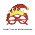 Christmas party glasses featuring a red sequin hat and yellow crown for festive celebrations - Red Colorful Large Elf Hat Glasses