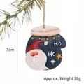 Pendentif gant de Noël en résine bleue avec motif Père Noël et corde de jute 7cm - Moufle du Père Noël Bleu Foncé