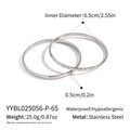 Detail showing dimensions of silver hammered and polished stainless steel bangles - 2Pcs Set (Inner Diameter 6.5cm) / Silver 65mm (YYBL025056-P-65)